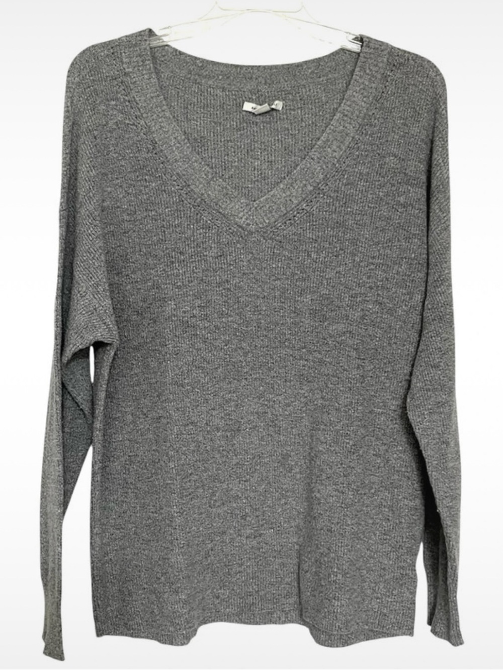 American Eagle Outfitters Heather Gray V-Neck Knit Pullover Sweater